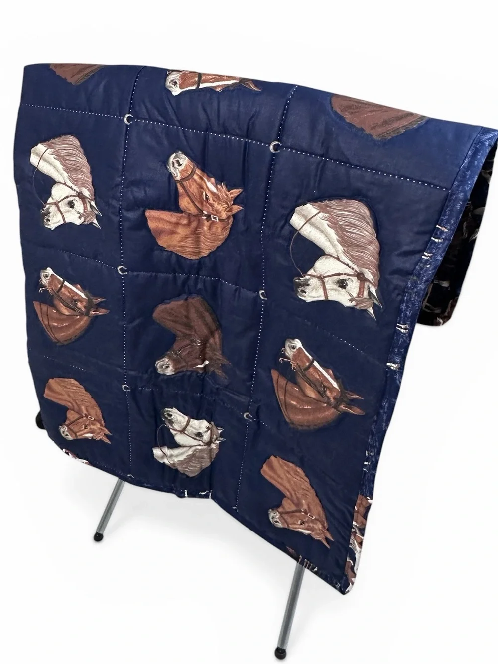 Horse Quilt Throw Blanket Cranston Equestrian Reversible Size 52 x 43 inches